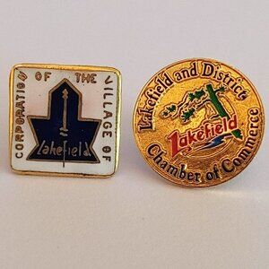 Vintage LAKEFIELD Ontario Enamel Pins x2